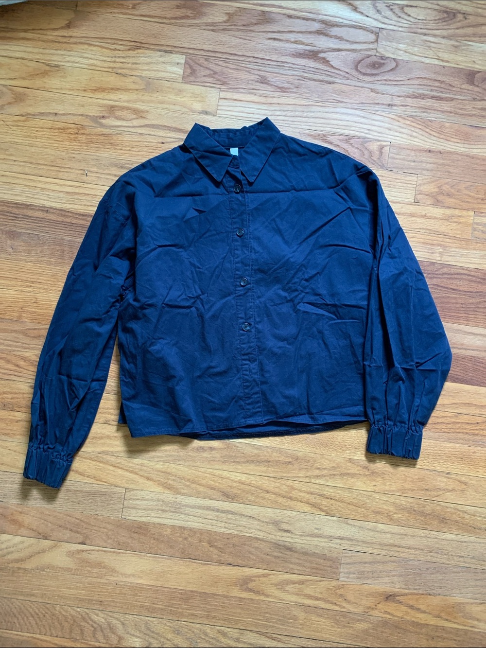 Navy Button-Front Long-Sleeve Shirt